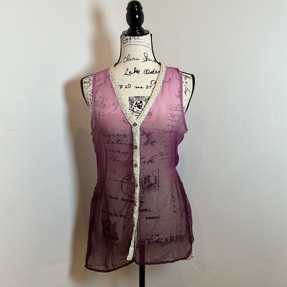 Sheer Lavender V-Neck Tunic Top